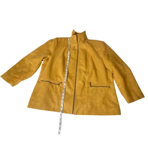 Allison Daley Womens Yellow Faux Suede Zip Jacket With Pockets Size 16 - Picture 6 of 10